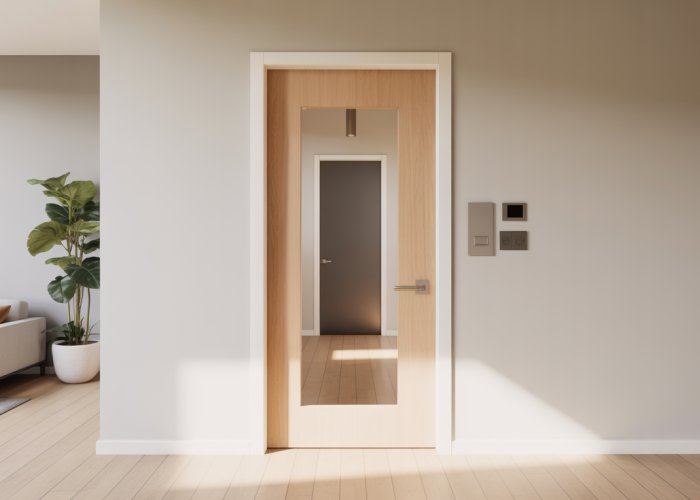 Doorway with ADA-compliant height and accessibility features.