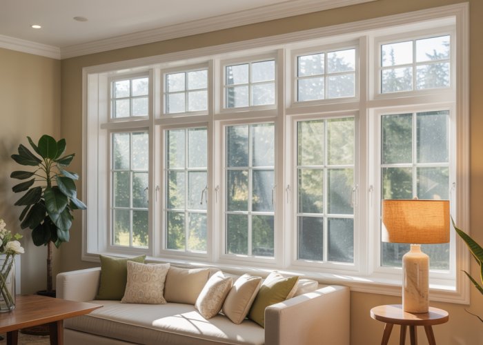 Selection of Anderson windows in a home showcasing different styles and materials, highlighting the range of options available.