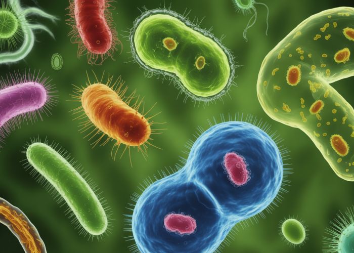 Microscopic view of diverse animal-like protists, including amoeba, paramecium, and euglena, swimming in pond water.