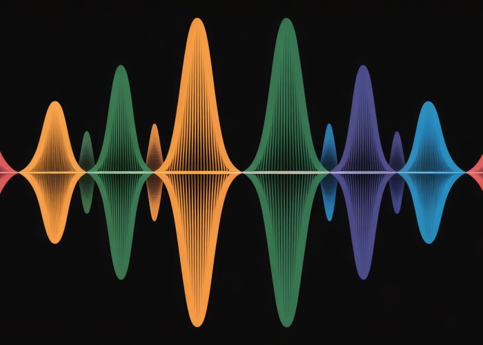 Diagram of a standing wave on a string, clearly showing antinodes (points of maximum displacement) and nodes (points of zero displacement).