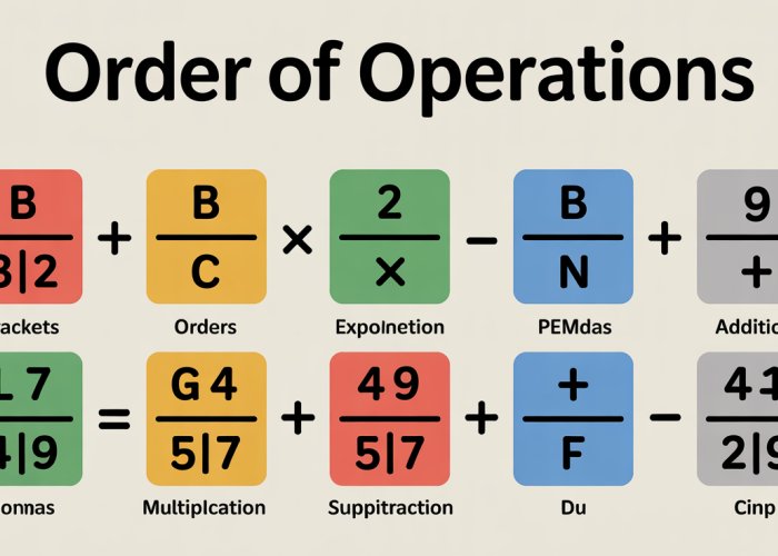 Infographic explaining the order of operations using BODMAS and PEMDAS with examples.