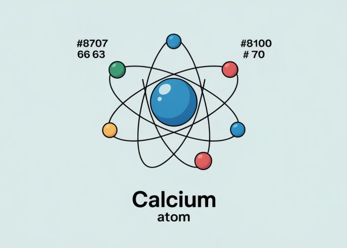 Diagram of a Calcium Atom showing electron shells, nucleus, and valence electrons