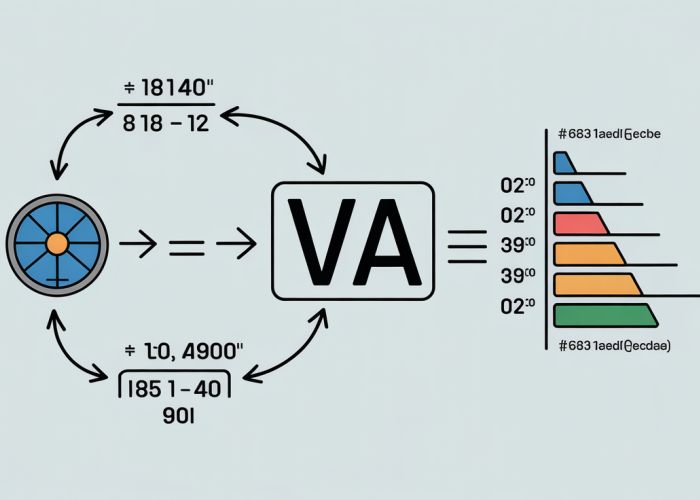 Diagram explaining how to calculate Velocity of Approach (Va) speed for aircraft with example calculation.