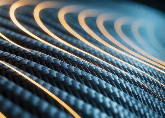 Close-up of carbon fiber showing electrical conductivity.