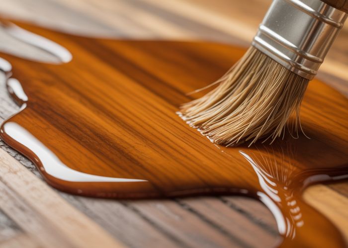 Close-up of cedar wood treated with linseed oil, highlighting the grain and color.
