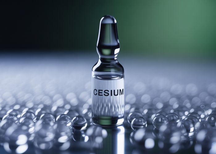 Ampoule of cesium, the heaviest alkali metal.