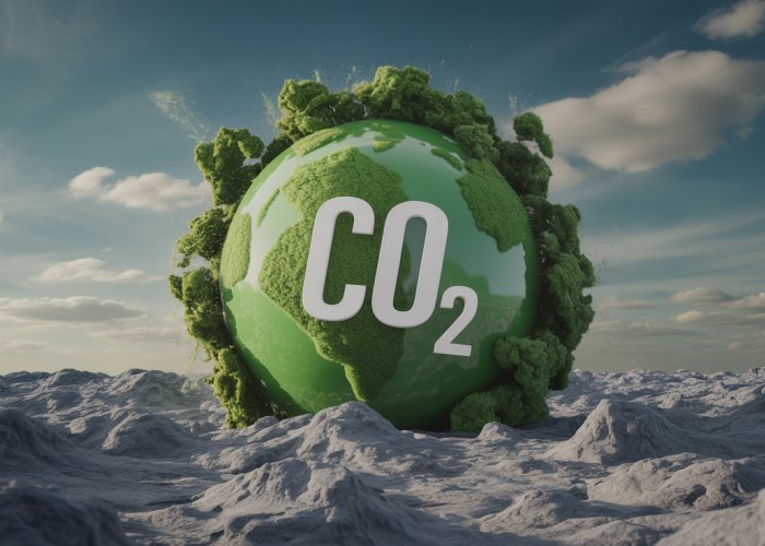 Abstract image representing the duality of carbon: its energy potential and environmental impact.