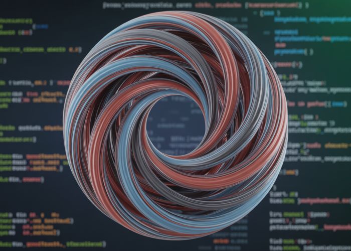 Abstract swirling vortex representing complex AI algorithms.