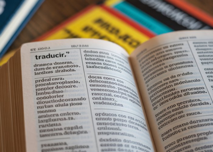 Spanish verb 'traducir' conjugation example, highlighting present and preterite tenses in a dictionary.