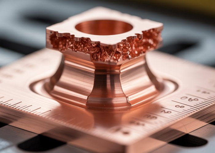 Deformed copper tensile test sample showing effects of stress and strain.