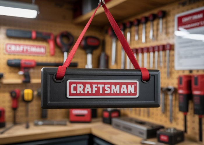 Close-up of a Craftsman wrench with a lifetime warranty logo displayed prominently.