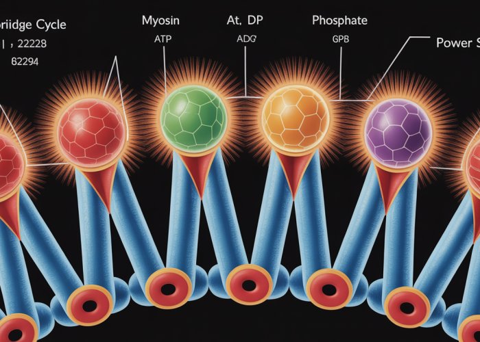 Animated diagram of the crossbridge cycle explaining muscle contraction.