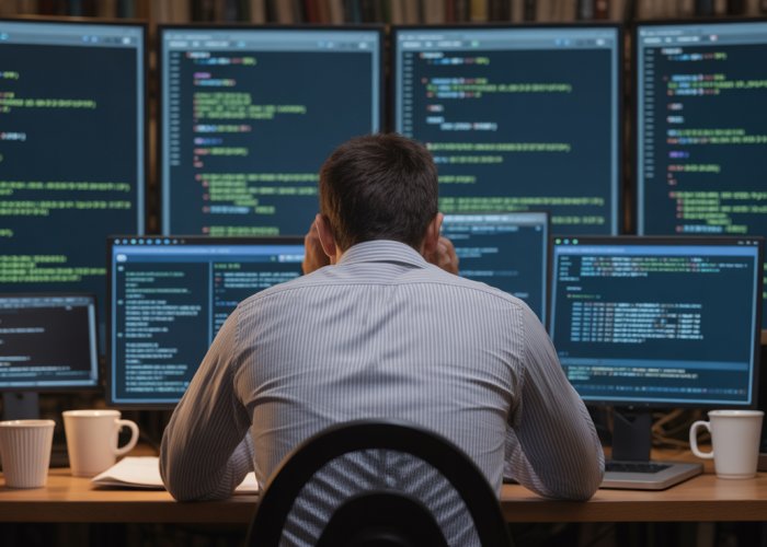 Frustrated programmer struggling to edit JAR files on a complex Java project.