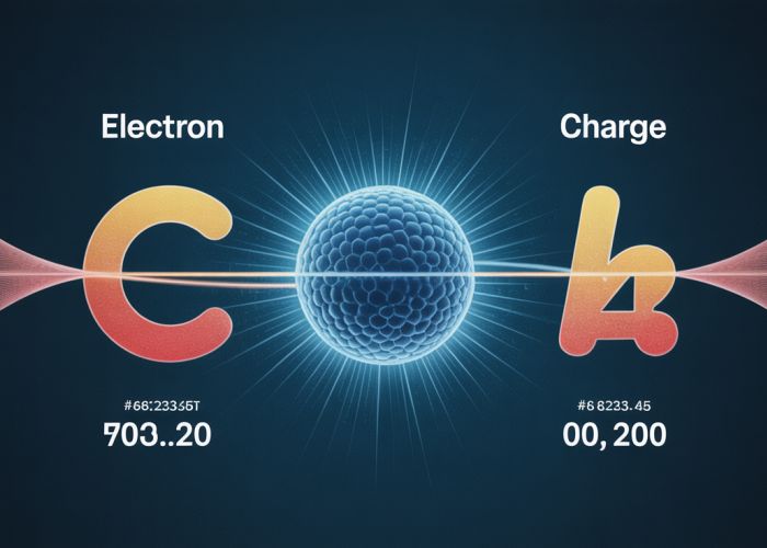 Illustration showing the fundamental electron charge, a fundamental constant of nature.