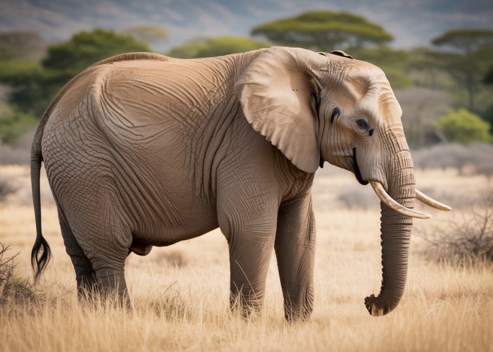 Pregnant African Elephant in the Wild, emphasizing its long gestation period.