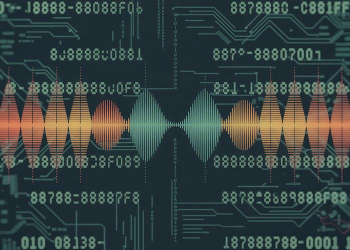 Image of fax tone sound waves overlaid on data transmission visualization.