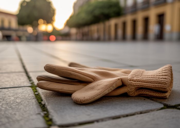 Lost item in Spain - a single [item] left behind.