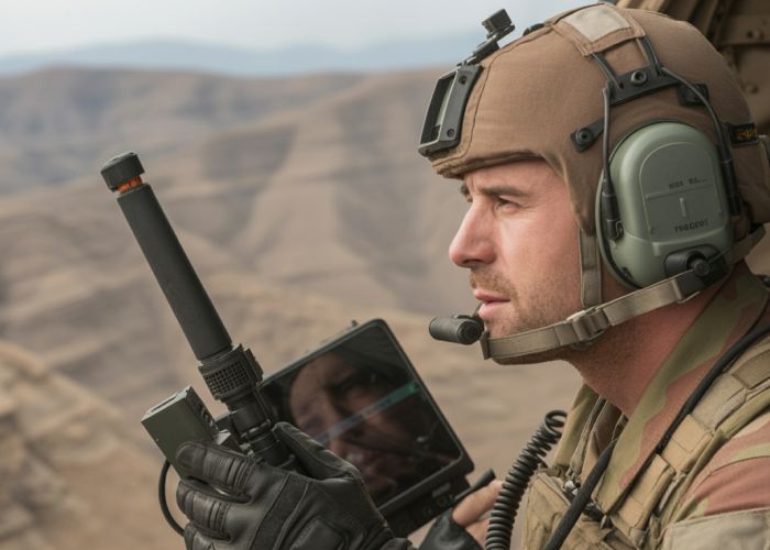 Forward Air Controller communicating with aircraft during an operation.