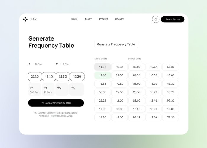 Screenshot of a user-friendly frequency table maker tool interface.