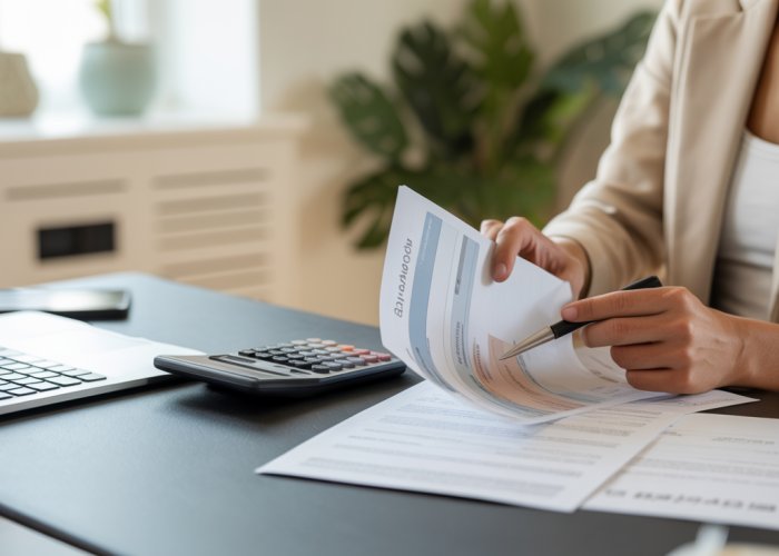 Person reviewing financial documents to understand a fully amortizing loan.