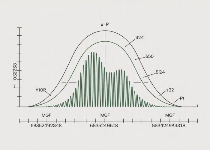 Graph of the Moment Generating Function (MGF) for a Geometric Distribution, illustrating the impact of different success probabilities (p) on the MGF's shape.