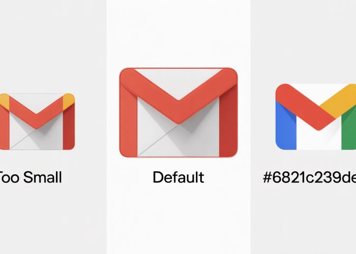 Gmail Font Size Comparison: Showing small, default, and large font sizes side-by-side.