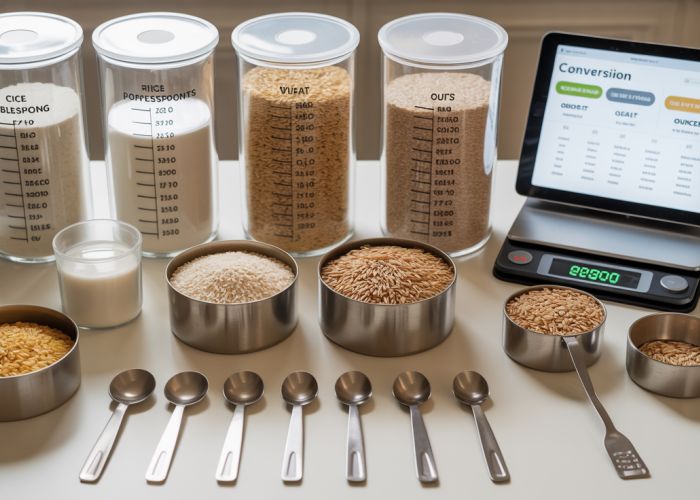 Grain Measurement Conversion Table: Rice, Wheat, Oats – Cups to Grams, Ounces