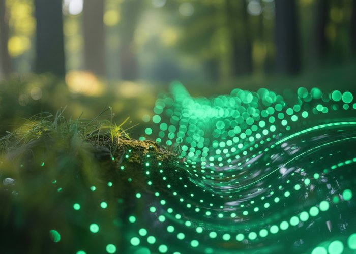 Abstract image of the green light spectrum showcasing its vibrant and calming energy.