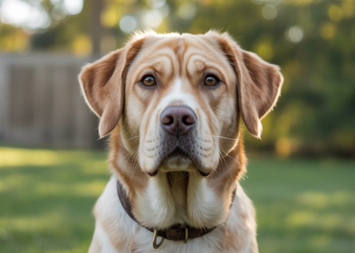 Dog with visible ribs, showcasing healthy body condition.