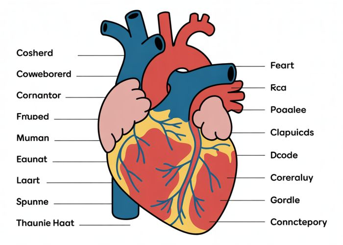 Printable heart labeling worksheet for kids