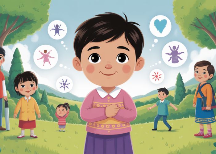 Cover of a new children's book about epilepsy, illustrated with Hmong cultural elements.