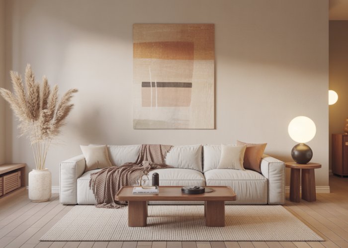 Modern living room showcasing cost-effective interior design choices