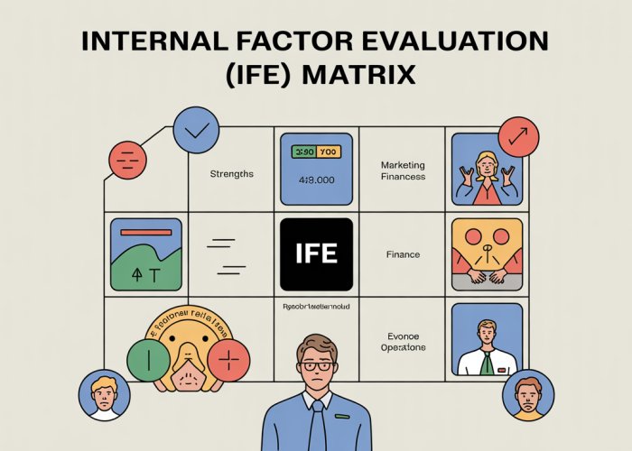 Internal Factor Evaluation (IFE) Matrix visual representation showing company strengths and weaknesses.
