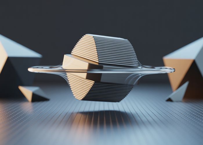 Iron nitride magnet levitating, demonstrating its powerful magnetic field.
