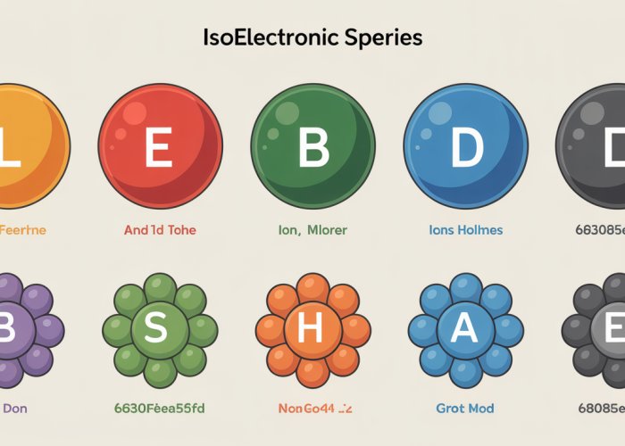 Comparison of isoelectronic species showing atoms, ions, and molecules with the same number of electrons and differing nuclear charges.