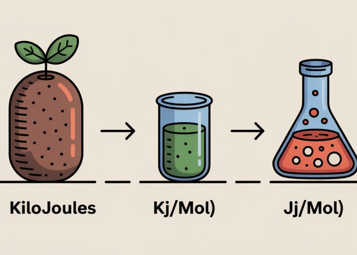 Kilojoules per mole (kJ/mol) to Joules per mole (J/mol) conversion diagram.