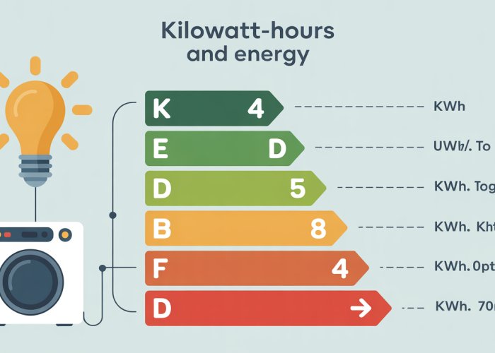 Infographic explaining the relationship between kilowatt-hours (kWh) and energy consumption.