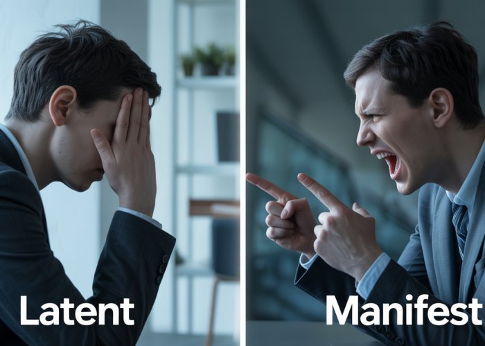Latent vs. Manifest behavior: Subtle avoidance compared to overt aggression.