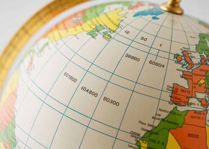 Globe with prominent latitude lines showing their parallel orientation to the equator.