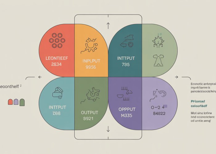 Infographic explaining Leontief Input-Output Models for economic analysis.