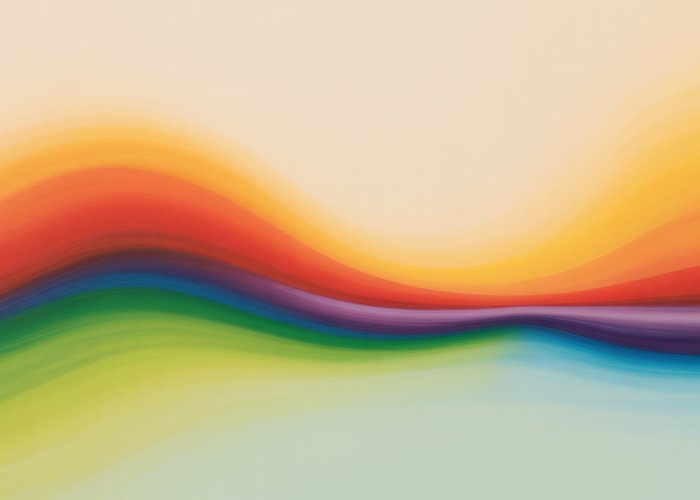 Abstract painting with predominantly red, orange, and yellow hues, creating a calming atmosphere.