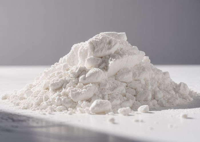 Pile of white magnesium oxide powder