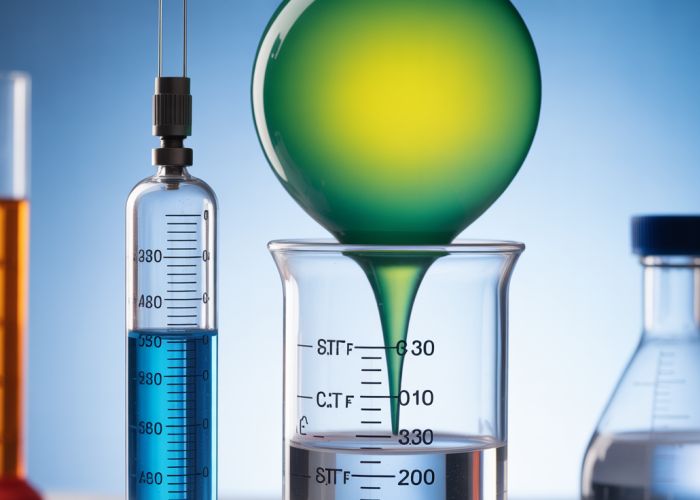 Gas syringe and balloon demonstrating molar volume at Standard Temperature and Pressure (STP).
