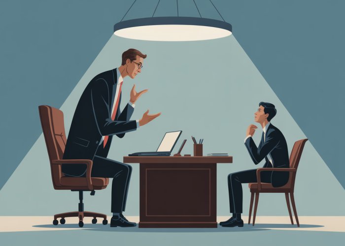 Cartoon image depicting a powerful businessman dominating a smaller customer, illustrating the concept of a monopolistic market.