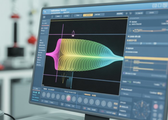 FEA software displaying the first mode shape of a beam during natural frequency analysis.