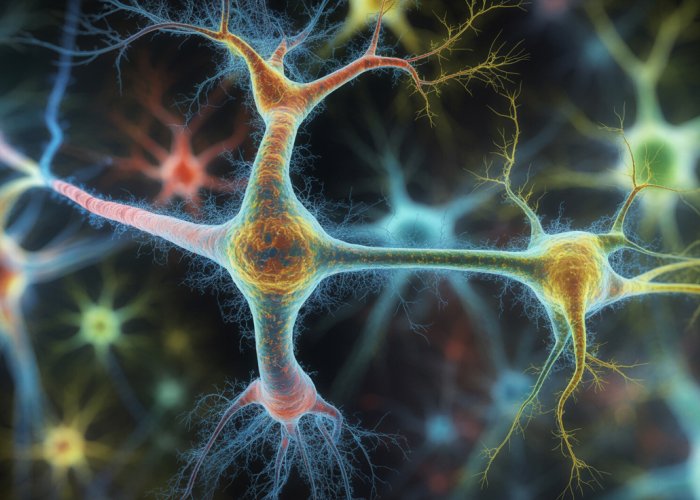 Detailed microscopic view of nerve cell dendrites, showcasing branching structures and neural connections.