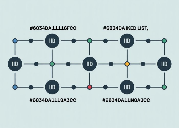 Diagram of a nodes data structure showing interconnected nodes with data values and connection lines.
