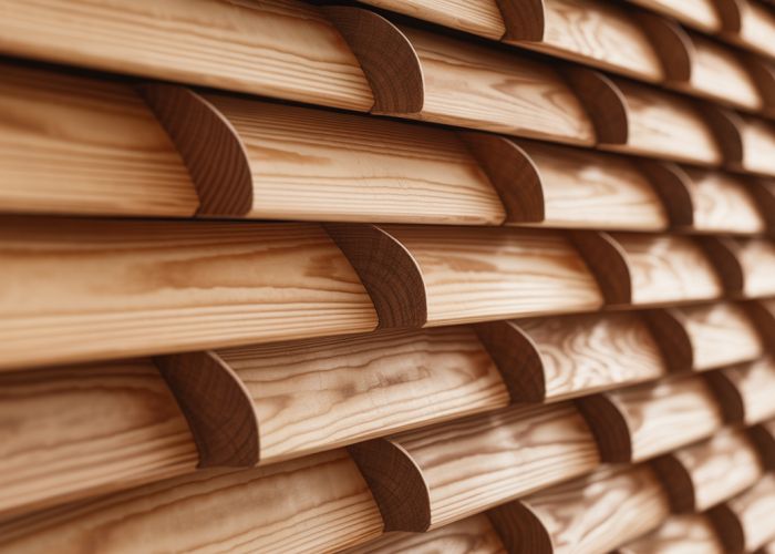 Close-up of a beautiful overlapping wood fence showcasing the wood grain and construction details.