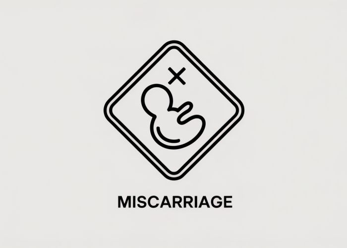 Pedigree chart symbol representing a miscarriage: a diamond with a cross inside.