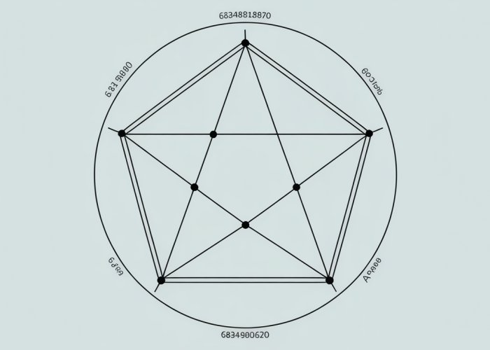 Geometric illustration showing the formulas for calculating the area and perimeter of a regular pentagon.
